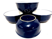 Royal Norfolk Set Of 4 Dark Blue & White Glossy Cereal/Soup Bowls 6"