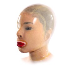 Transparent Latex Hood with Back Zipper Rubber Mask Clubwear Fetish BDSM 0.4mm