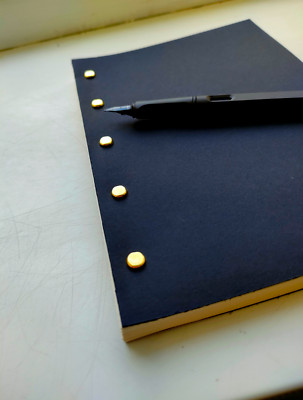 Notebook Rivet Images Blank Notebook with Cream Paper, Black Carton and golden rivets (200 ...