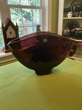 Vintage BLENKO 1989 Catalog #8910 9” Abstract Vase/Centerpiece Bowl In Plum HTF