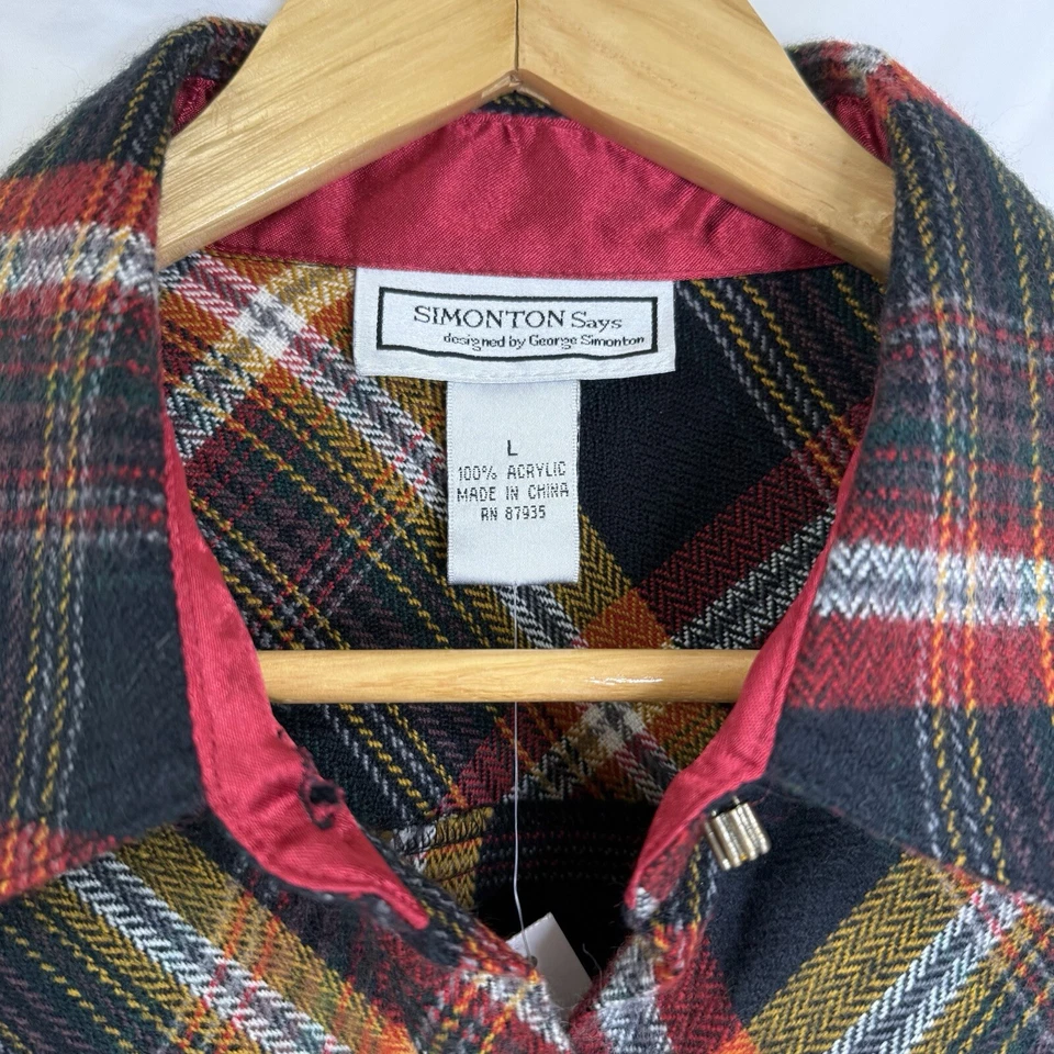 Simonton Says 格子珠宝纽扣衬衫女式大号全新带标签 — 第 3/4 张图片