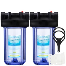 Geekpure Whole House 4.5" x 10" Big Clear Water Filter Housing 1"NPT Pack 2