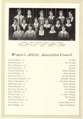 1926 Cornell University Cornellian Women's Athletic Association Council Page