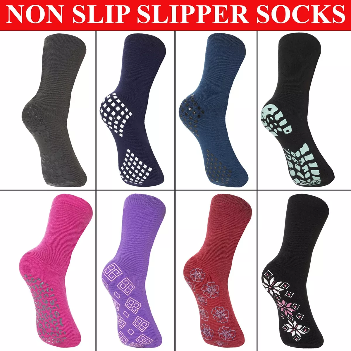 Mens Ladies Thermal Slipper Socks Gripper Lounge Warm Non Slip Bed Sock