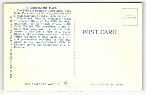 Postkarte Cumberland Falls im State Park Südosten Kentuckys KY UNP Leinen - Bild 2 von 2
