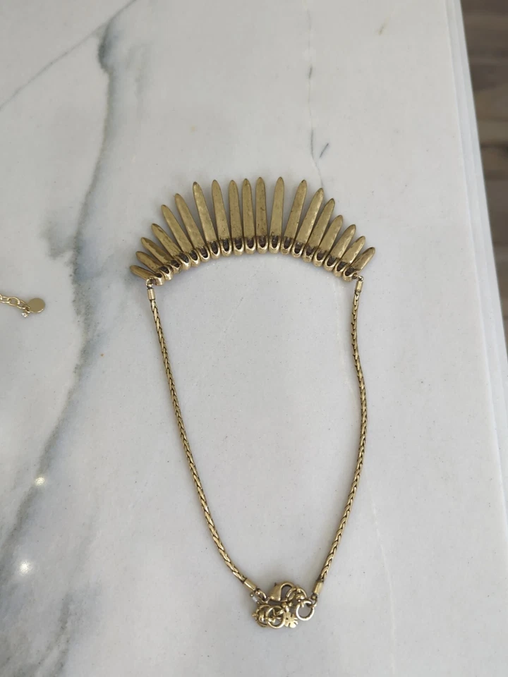 Collar de latón martillado y madera LUCKY BRAND daga tribal "Boho" Foto 3 de 3