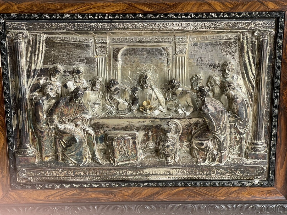 Vintage Made In Spain Aluminum Raised Relief The Last Supper