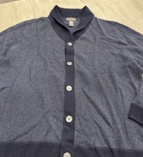 Hombre Daniel Cremieux Algodón Cachemira Chal Cárdigan Suéter Azul XL