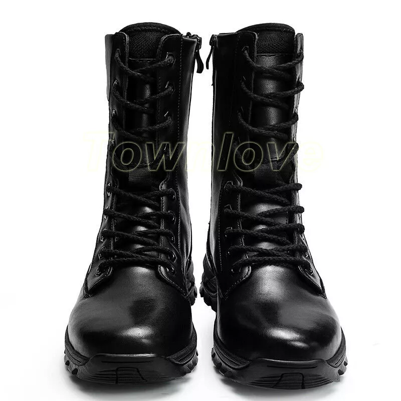 Zip up shop military boots