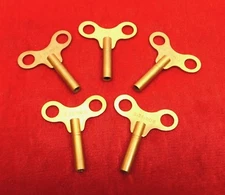 Set of 5 Clock Winding Keys 3.75 mm #6 NEW Savers Lot Solid Brass Number 6 Size
