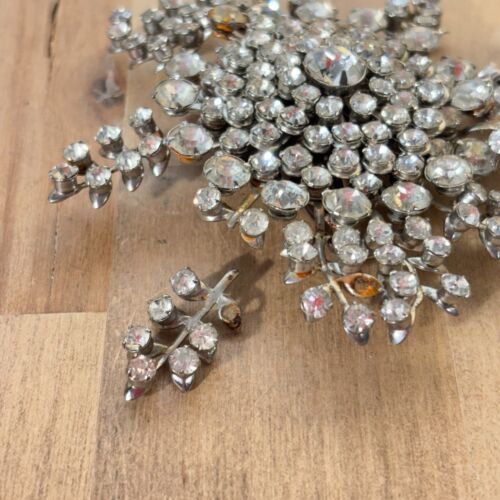 Large Vintage Rhinestone Starburst Snowflake Brooch Pendant, 3"dia, NEEDS REPAIR - Picture 3 of 10