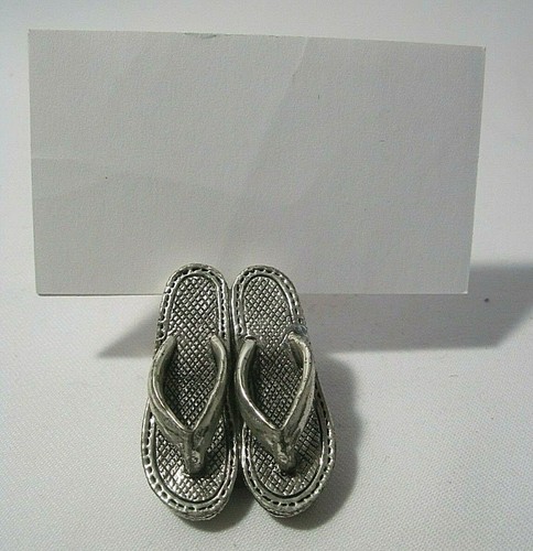 Shoe Business Card Holder Pewter Flip Flops Store Retail & Repair Shops - Picture 6 of 7
