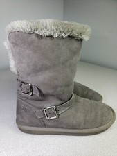 Justice Size 4 Junior Gray Faux Fur Foldover Ankle Booties Boots 122206