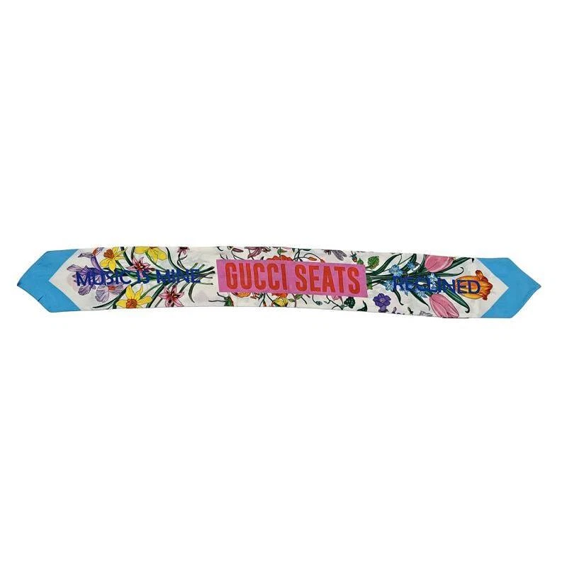 Gucci Authentique Foulard Motif Floral Cou Noeud 100% Soie Longucm Largcm