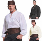 ADULT MENS PIRATE SHIRT COSTUME RENAISSANCE SWORDSMAN COLONIAL ZORRO MUSKETEERS