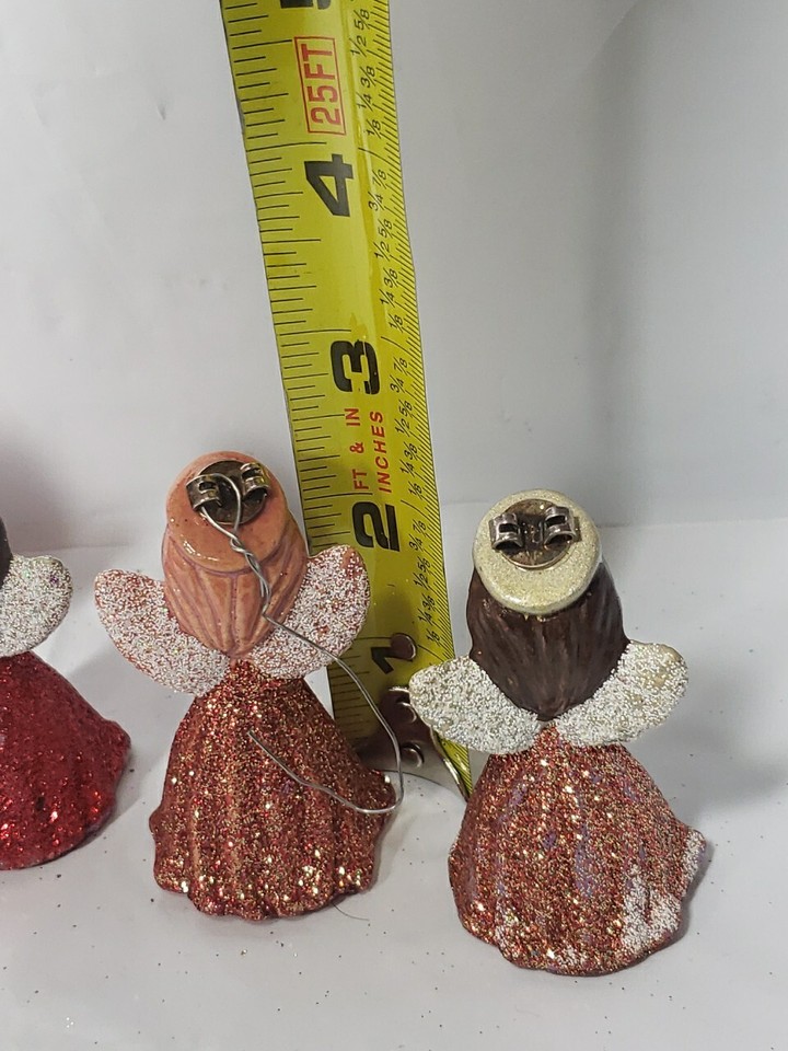 7 Ceramic Angel Ornaments Vintage Glitter Red/gold eBay