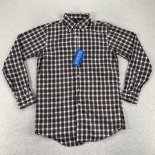 Vintage Lands End Shirt Mens 15 Reg Red Plaid Button Up Egyptian Cotton New