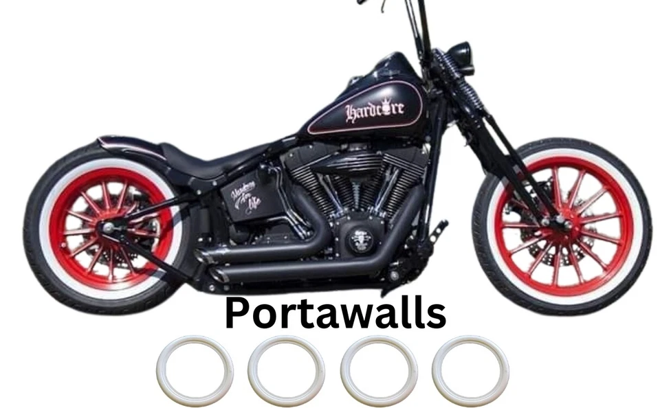 Pneu de motocicleta dianteiro 2X 18"" SLIM- traseiro 2X 15"" SLIM Whitewall portawall conjunto 4 - Imagem 2 de 4