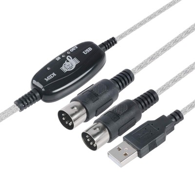 USB to MIDI Cable Converter, 2-in-1 MIDI Interface Adapter for PC/Mac, 16 Channe
