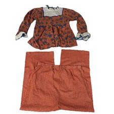 Vintage Carters Little Girls Size 5 2 Piece Pajama Set Orange Blue Floral 3005