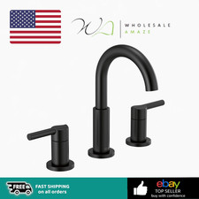 Nicoli Matte Black Bathroom Faucet 3 Hole,8 Inch Widespread Bathroom Sink Faucet