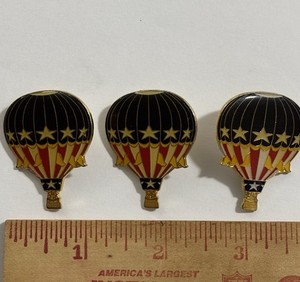 Vintage Clear Skies Hot Air Balloon Gold Tone Pinbacks Set of 3 pins