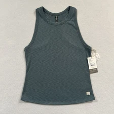 NWT Vuori Women Smoke Blue Sunrise High Neck Rib Knit Racerback Tank VW1012 L