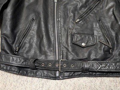 1990s vintage WILSONS leather jacket 2XL black MOTORCYCLE open