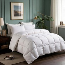 Goose Feathers down Fiber Comforter King Size Duvet Insert,100 Cotton, Hotel Lu