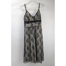 Vintage Y2K Lace Babydoll Mini Dress Size M Black Whimsigoth Sheer Witchy Goth