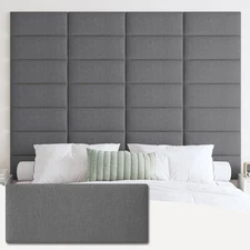 IFNOW Upholstered Wall Mounted Headboard, Queen Grey