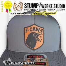 Custom Hat Trucker Baseball Cap Snapback Leather Patch Funny F-CAW-F Crow