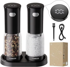 Electric Salt and Pepper Grinder Set with LED Power Indicator, Fast Type-C Charg