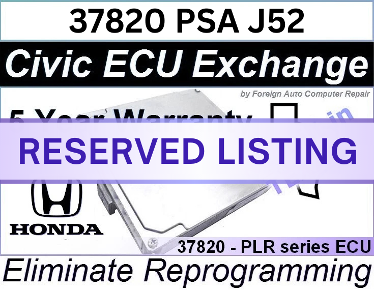 01-05 Honda Civic EX LX DX Auto Engine Control Unit ECU 37820-psa