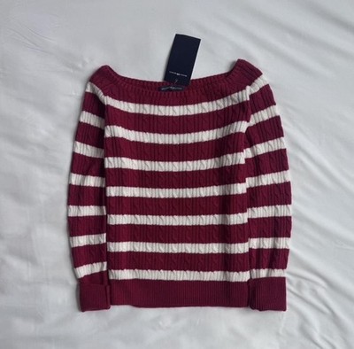 RARE Brandy Melville Red And White Striped Off Shoulder Sweater DM B4 BUYING