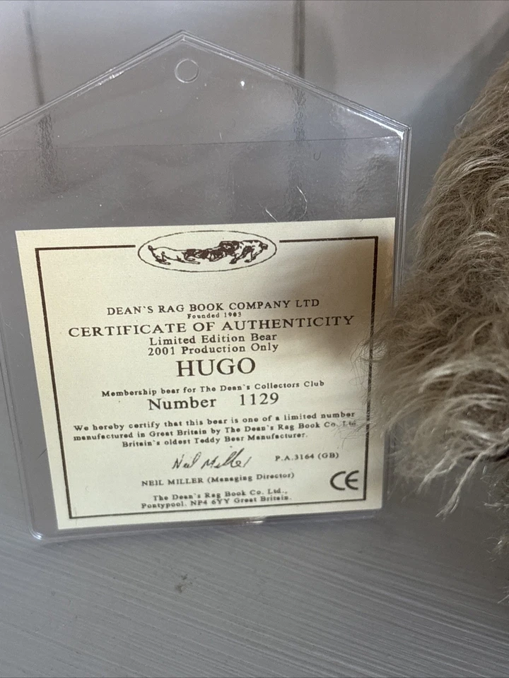 Libro Dean's Rag Hugo Edición Limitada Oso. Con certificado de autenticidad #1129 A Foto 3 de 4