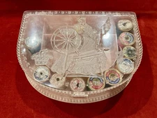 VTG HOMMER MFG CO 50S PINK/CLEAR PLASTIC SMALL SEWING THREAD BOX SEWING GIFT!