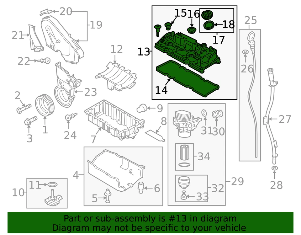 Genuine Volkswagen Valve Cover 03L-103-469-AD - Image 2 of 2