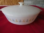 Vintage Fire King White 2 Quart Casserole Dish With Orig. Lid, Good/Used Condi.
