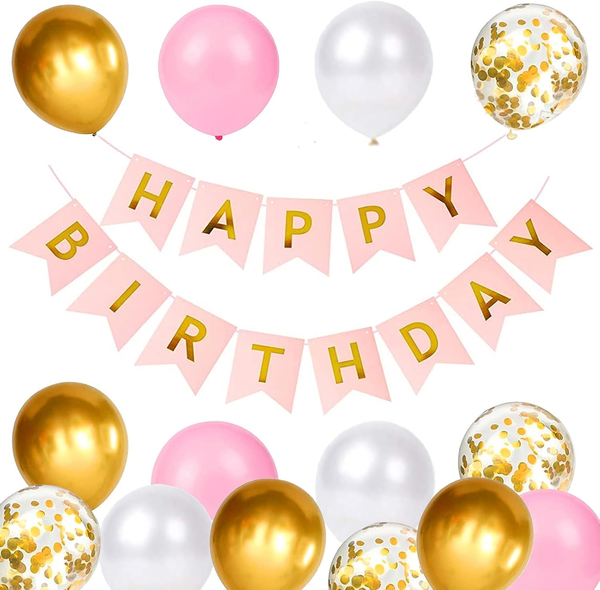 Luftballons Geburtstag Dekoration Set - Happy Birthday Deko Banner, Party Deko M-image
