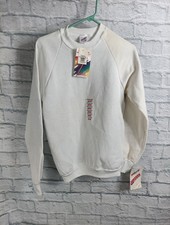 Vintage 90s Jerzees Pullover Blank Sweatshirt, Made in USA NWT White Size M Read