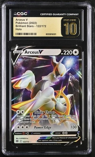 BLACK LABEL CGC 10 PRISTINE Arceus V 122/172 Brilliant Stars Holo Pokémon POP 10