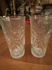 PAIR VINTAGE ANCHOR HOCKING EARLY AMERICAN PRESCUT”STAR OF DAVID” Drink GLASSES