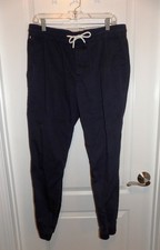TOMMY HILFIGER Mens Cotton Twill Chino Pants Joggers Medium Navy Blue Elastic