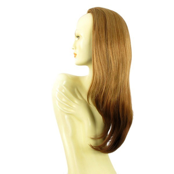 Demi-perruque lisse 62cm blond foncé cuivré avec clips extension cheveux naturelle