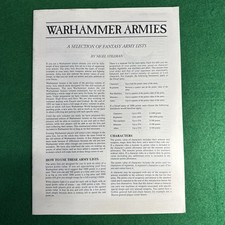 Warhammer fantasy Armies army lists Booklet Nigel Stillman Games Workshop OOP