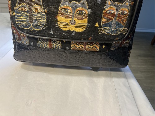 "Bolsa de viaje Laurel Burch gatos tapiz bolsa rodante ruedas de fin de semana 18x14,5x8""" - Imagen 6 de 24