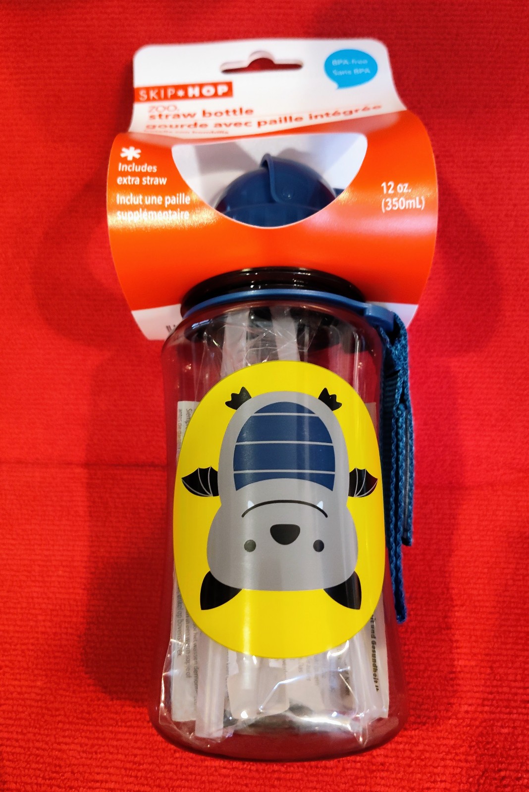Skip Hop Zoo Straw Bottle, Plastic BPA-Free, Bat, NEW in Package