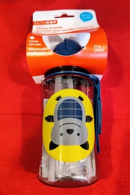 Skip Hop Zoo Straw Bottle, Plastic BPA-Free, Bat, NEW in Package