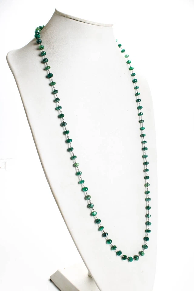 Collar con cuentas de garra de langosta recubierto de plata de ley verde rarezas Foto 3 de 4